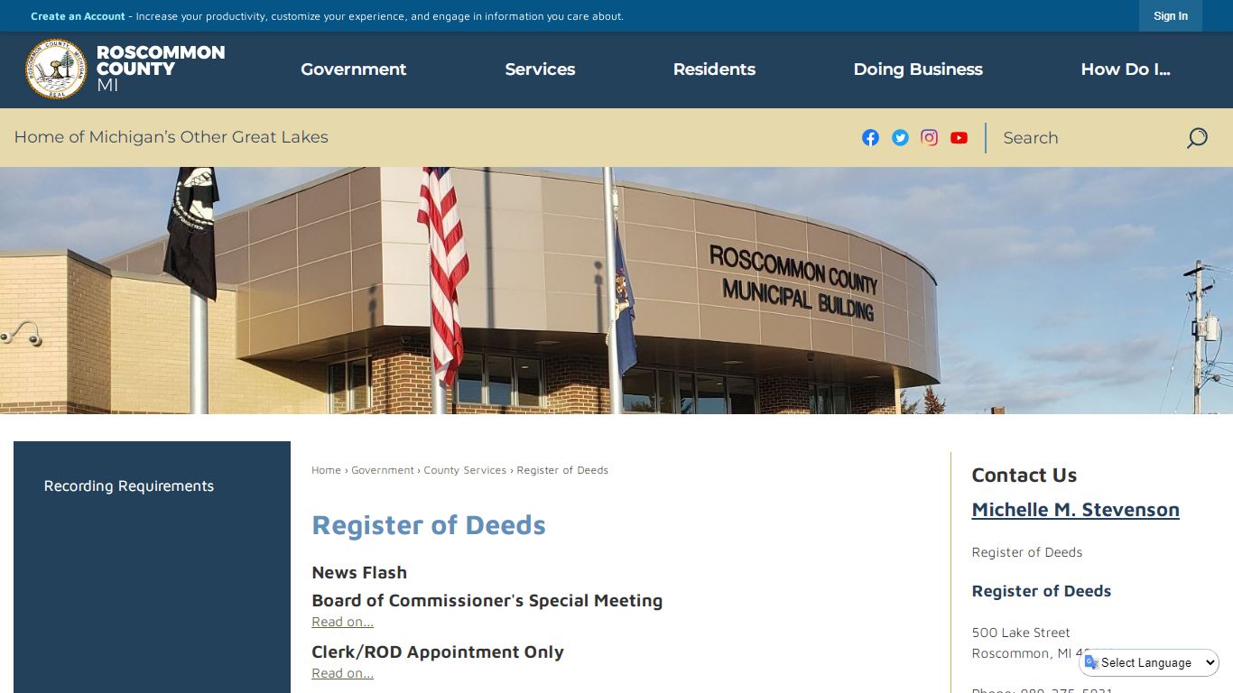 Register of Deeds | Roscommon County, MI